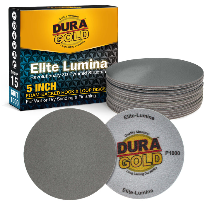 Elite Lumina 5” 1000 Grit Foam Finishing Sanding Discs, Box of 15