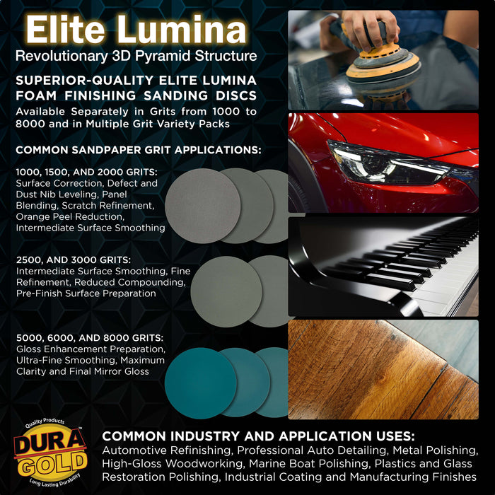 Elite Lumina 5” 1000 Grit Foam Finishing Sanding Discs, Box of 15