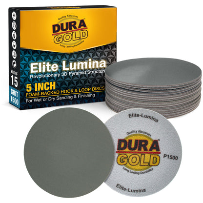 Elite Lumina 5” 1500 Grit Foam Finishing Sanding Discs, Box of 15