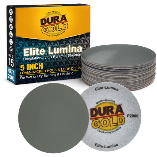 Elite Lumina 5” 2000 Grit Foam Finishing Sanding Discs, Box of 15