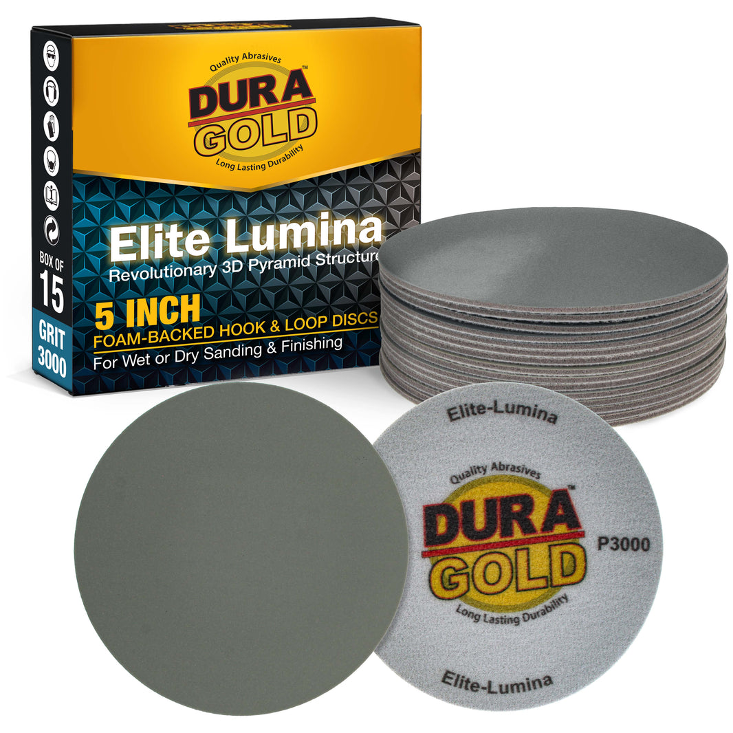 Elite Lumina 5” 3000 Grit Foam Finishing Sanding Discs, Box of 15