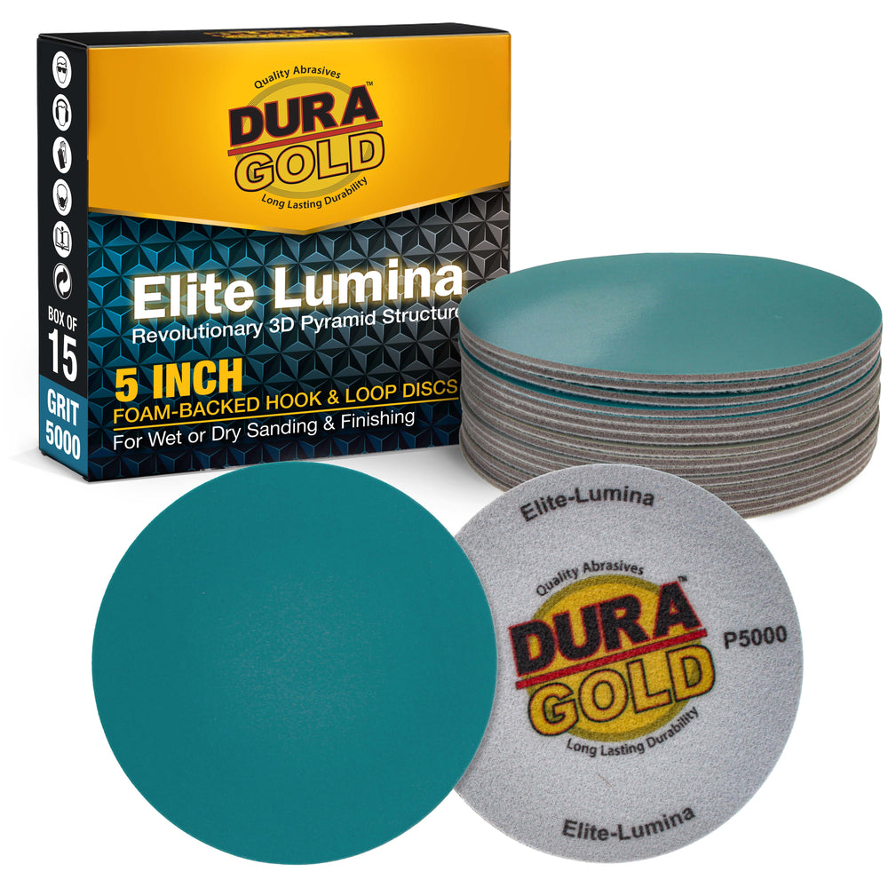 Elite Lumina 5” 5000 Grit Foam Finishing Sanding Discs, Box of 15