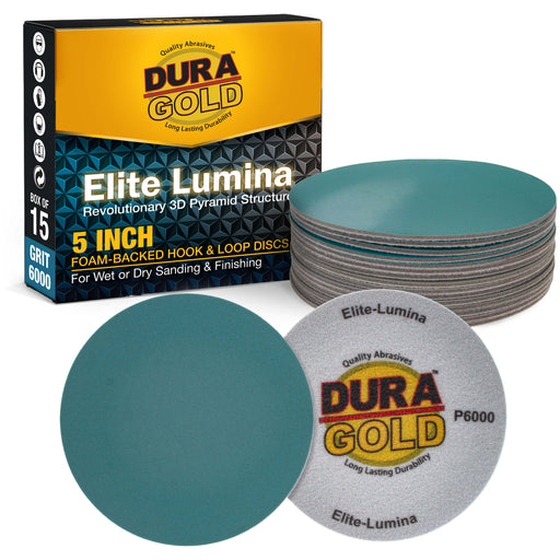 Elite Lumina 5” 6000 Grit Foam Finishing Sanding Discs, Box of 15