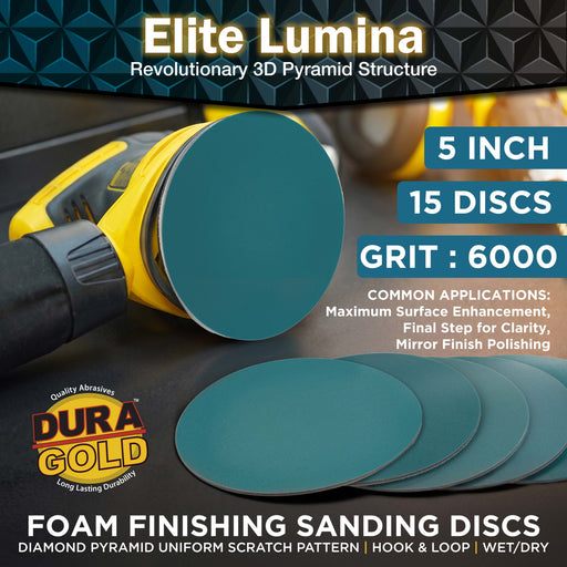 Elite Lumina 5” 6000 Grit Foam Finishing Sanding Discs, Box of 15