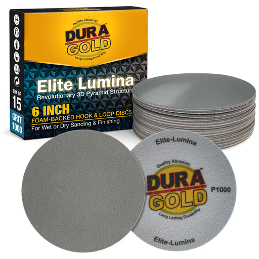 Elite Lumina 6” 1000 Grit Foam Finishing Sanding Discs, Box of 15