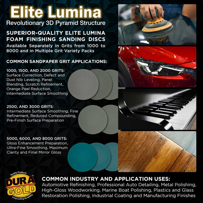 Elite Lumina 6” 1000 Grit Foam Finishing Sanding Discs, Box of 15