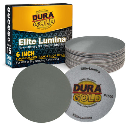 Elite Lumina 6” 1500 Grit Foam Finishing Sanding Discs, Box of 15
