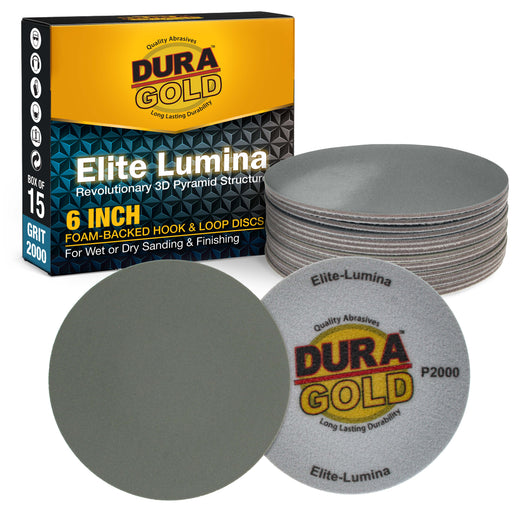 Elite Lumina 6” 2000 Grit Foam Finishing Sanding Discs, Box of 15