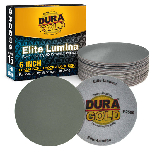 Elite Lumina 6” 2500 Grit Foam Finishing Sanding Discs, Box of 15