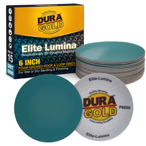 Elite Lumina 6” 6000 Grit Foam Finishing Sanding Discs, Box of 15