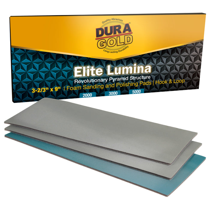 Dura-Gold Elite Lumina 3-2/3" x 9" Foam Sanding Sheets, Grits 2000 3000 5000