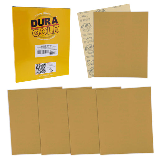 1000 Grit, Full Size 9" x 11" Sheets, Wood Workers Gold - Box of 10 Sheets - Hand Sand Block Sanding, Cut to Use On Sanders