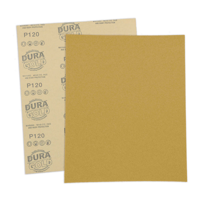 120 Grit, Full Size 9" x 11" Sheets, Wood Workers Gold - Box of 10 Sheets - Hand Sand Block Sanding, Cut to Use On Sanders
