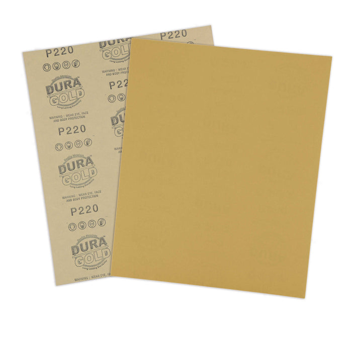 220 Grit, Full Size 9" x 11" Sheets, Wood Workers Gold - Box of 10 Sheets - Hand Sand Block Sanding, Cut to Use On Sanders