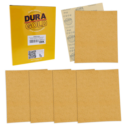 40 Grit, Full Size 9" x 11" Sheets, Wood Workers Gold - Box of 6 Sheets - Hand Sand Block Sanding, Cut to Use On Sanders