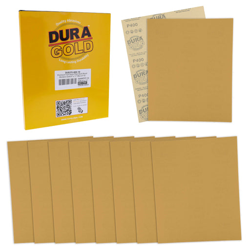 400 Grit, Full Size 9" x 11" Sheets, Wood Workers Gold - Box of 10 Sheets - Hand Sand Block Sanding, Cut to Use On Sanders