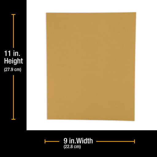 400 Grit, Full Size 9" x 11" Sheets, Wood Workers Gold - Box of 10 Sheets - Hand Sand Block Sanding, Cut to Use On Sanders