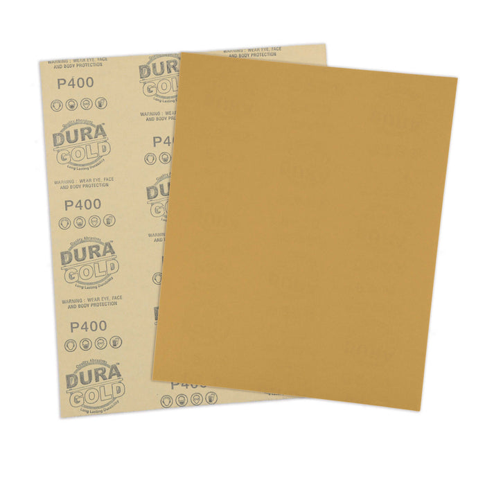 400 Grit, Full Size 9" x 11" Sheets, Wood Workers Gold - Box of 10 Sheets - Hand Sand Block Sanding, Cut to Use On Sanders