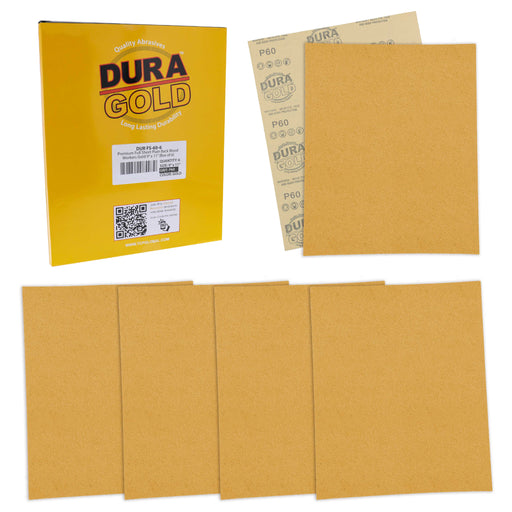 60 Grit, Full Size 9" x 11" Sheets, Wood Workers Gold - Box of 6 Sheets - Hand Sand Block Sanding, Cut to Use On Sanders