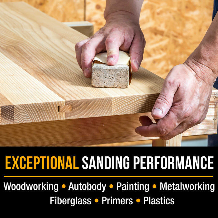 600 Grit, Full Size 9" x 11" Sheets, Wood Workers Gold - Box of 10 Sheets - Hand Sand Block Sanding, Cut to Use On Sanders