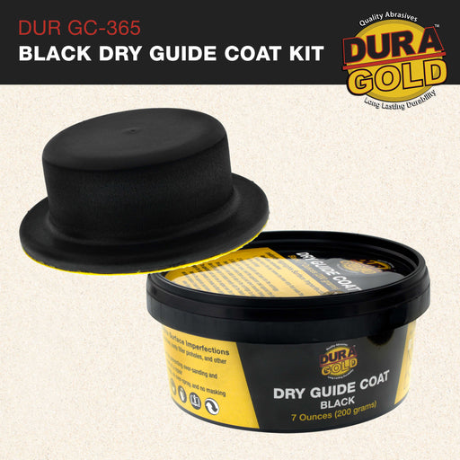 Dura-Gold Premium Black Dry Guide Coat Kit, 7 Ounces (200 Grams) - Powder that Instantly Highlights Auto Bodyshop Repair Surface Imperfections Defects