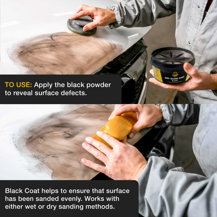 Dura-Gold Premium Black Dry Guide Coat Kit, 7 Ounces (200 Grams) - Powder that Instantly Highlights Auto Bodyshop Repair Surface Imperfections Defects