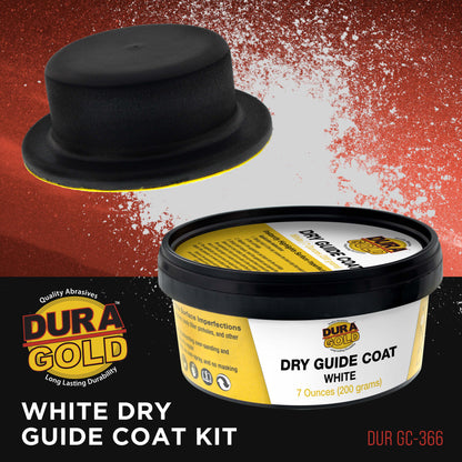 Premium White Dry Guide Coat Kit, 7 Ounces (200 Grams) - Powder that Instantly Highlights Auto Bodyshop Repair Surface Imperfections, Defects
