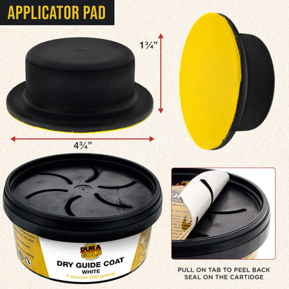 Premium White Dry Guide Coat Kit, 7 Ounces (200 Grams) - Powder that Instantly Highlights Auto Bodyshop Repair Surface Imperfections, Defects
