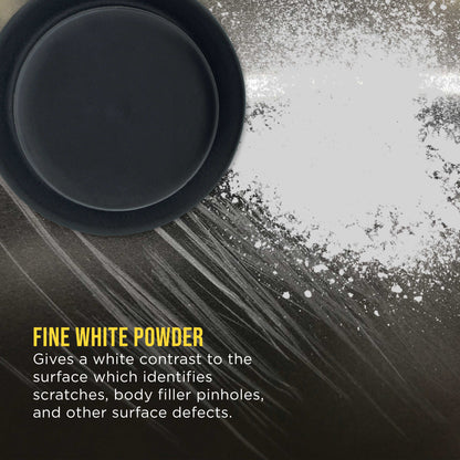 Premium White Dry Guide Coat Kit, 7 Ounces (200 Grams) - Powder that Instantly Highlights Auto Bodyshop Repair Surface Imperfections, Defects