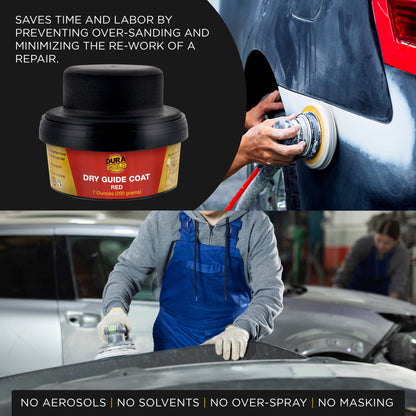 Premium Red Dry Guide Coat Kit, 7 Ounces (200 Grams) - Powder That Instantly Highlights Auto Bodyshop Repair Surface Imperfections, Defects