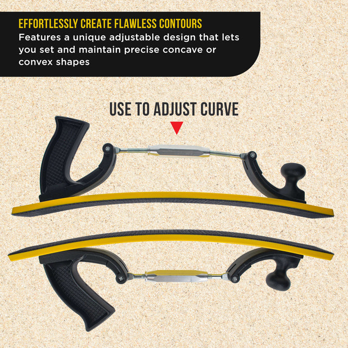 Dura-Gold Pro Series 16.5" Adjustable Radius Flex Longboard Hand Sanding Block - Hook & Loop Backing Sandpaper, Concave or Convex Shape Contour Sander