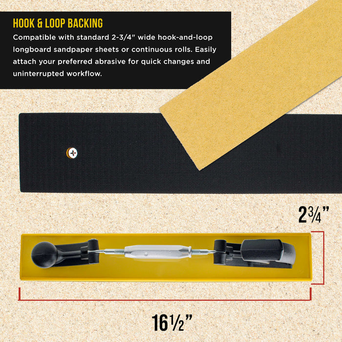 Dura-Gold Pro Series 16.5" Adjustable Radius Flex Longboard Hand Sanding Block - Hook & Loop Backing Sandpaper, Concave or Convex Shape Contour Sander