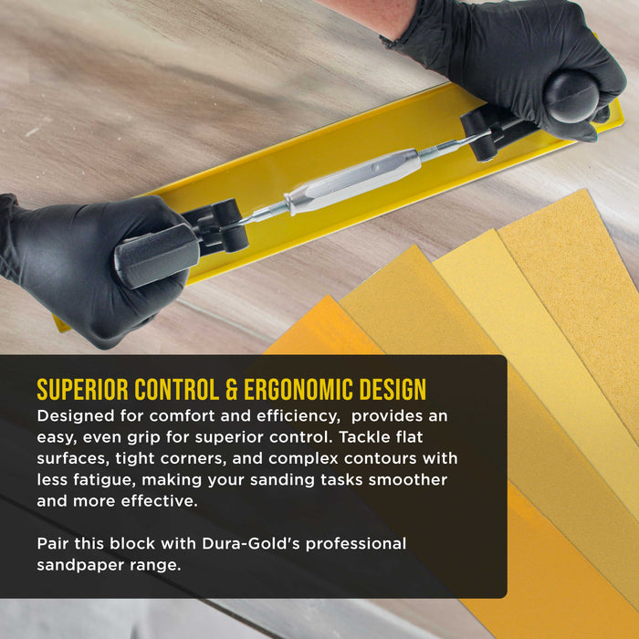 Dura-Gold Pro Series 16.5" Adjustable Radius Flex Longboard Hand Sanding Block - Hook & Loop Backing Sandpaper, Concave or Convex Shape Contour Sander