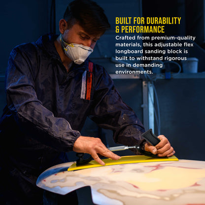 Pro Series 16.5" Adjustable Radius Flex Longboard Hand Sanding Block - Hook & Loop Backing Sandpaper, Concave or Convex Shape Contour Sander