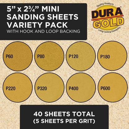 20-Piece Contoured Profile 5" Hand Sanding Block Set with 40 Sheet Hook & Loop Sandpaper Kit, Interchangeable Assorted Convex Concave Shapes