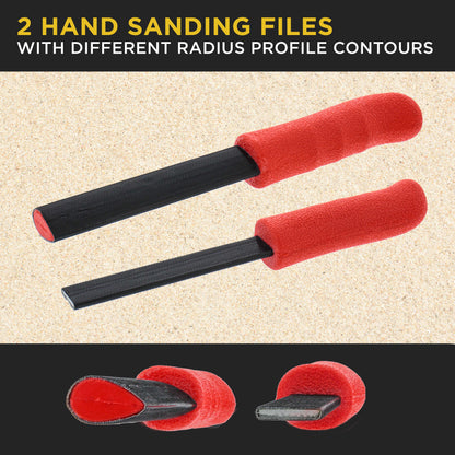 Luthier Acoustic Guitar Master Woodworker Hand Sanding Block Set with 40 Sheet Hook & Loop Sandpaper Kit - Convex & Concave Profile Shapes