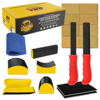 Luthier Acoustic Guitar Master Woodworker Hand Sanding Block Set with 40 Sheet Hook & Loop Sandpaper Kit - Convex & Concave Profile Shapes