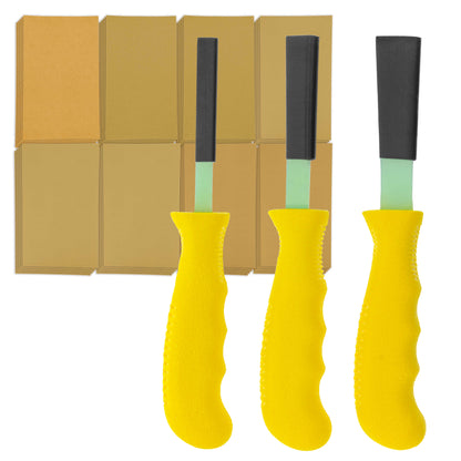 Set of 3 Different Contour Hand Sanding File Block Sticks with 40 Sheet Hook & Loop Sandpaper Kit - Flat Convex Radius Profile Shapes