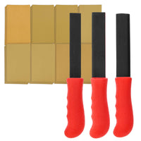 Set of 3 Contour Hand Sanding File Block Sticks with 40 Sheet Hook & Loop Sandpaper Kit - 3 Different Convex Radius Profile Shapes, Teardrop