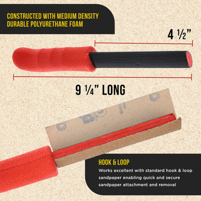Set of 3 Contour Hand Sanding File Block Sticks with 40 Sheet Hook & Loop Sandpaper Kit - 3 Different Convex Radius Profile Shapes, Teardrop