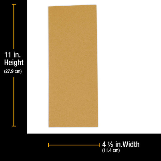 120 Grit - 1/2 Sheet Size Wood Workers Gold, 4-1/2" x 11" with Hook & Loop Backing - Box of 16 Sheets - Hand Sand Sander