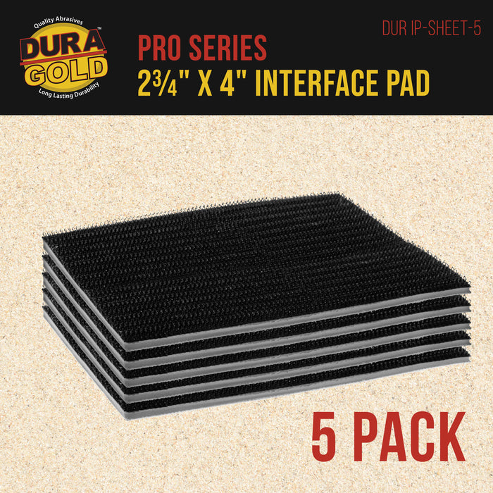 Dura-Gold Pro Series Rectangle 2-3/4" x 4" x 7mm Soft Density Interface Pad, 5 Pack - Hook & Loop Foam Protection Cushion