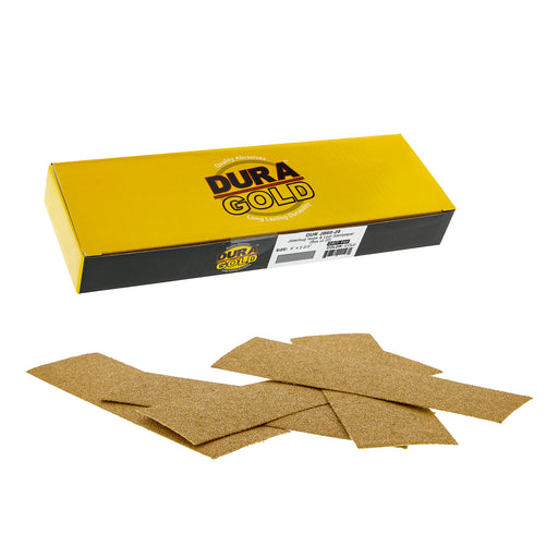 60 Grit - Gold - Hand Sanding Sandpaper Sheets Hook & Loop 9" x 2-2/3" - Box of 20