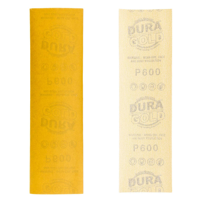 600 Grit - Gold - Hand Sanding Sandpaper Sheets Hook & Loop 9" x 2-2/3" - Box of 25