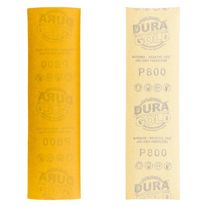 800 Grit - Gold - Hand Sanding Sandpaper Sheets Hook & Loop 9" x 2-2/3" - Box of 25