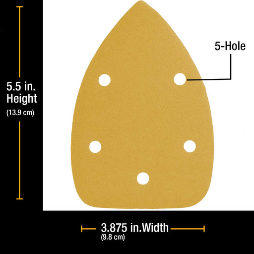 120 Grit - 5-Hole Pattern Hook & Loop Sanding Sheets for Mouse Sanders - Box of 24