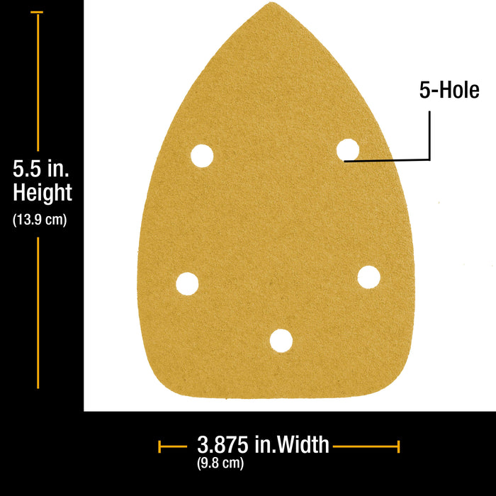 40 Grit - 5-Hole Pattern Hook & Loop Sanding Sheets for Mouse Sanders - Box of 18