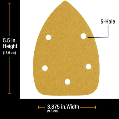 80 Grit - 5-Hole Pattern Hook & Loop Sanding Sheets for Mouse Sanders - Box of 24