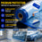 22" x 65' Pure Blue Pre-Taped Masking Film - Painters Plastic Roll (0.4 Mil) Pull Down Drop Sheet, Pre-Taped Plastic Sheeting for Painting Protection on Auto, Walls, Furniture