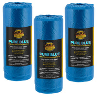 72" x 59' Pure Blue Pre-Folded Masking Film, (3 Pack) Painters Plastic Roll (0.4 Mil), Pull Down Drop Sheet, Pre-Folded Plastic Sheeting